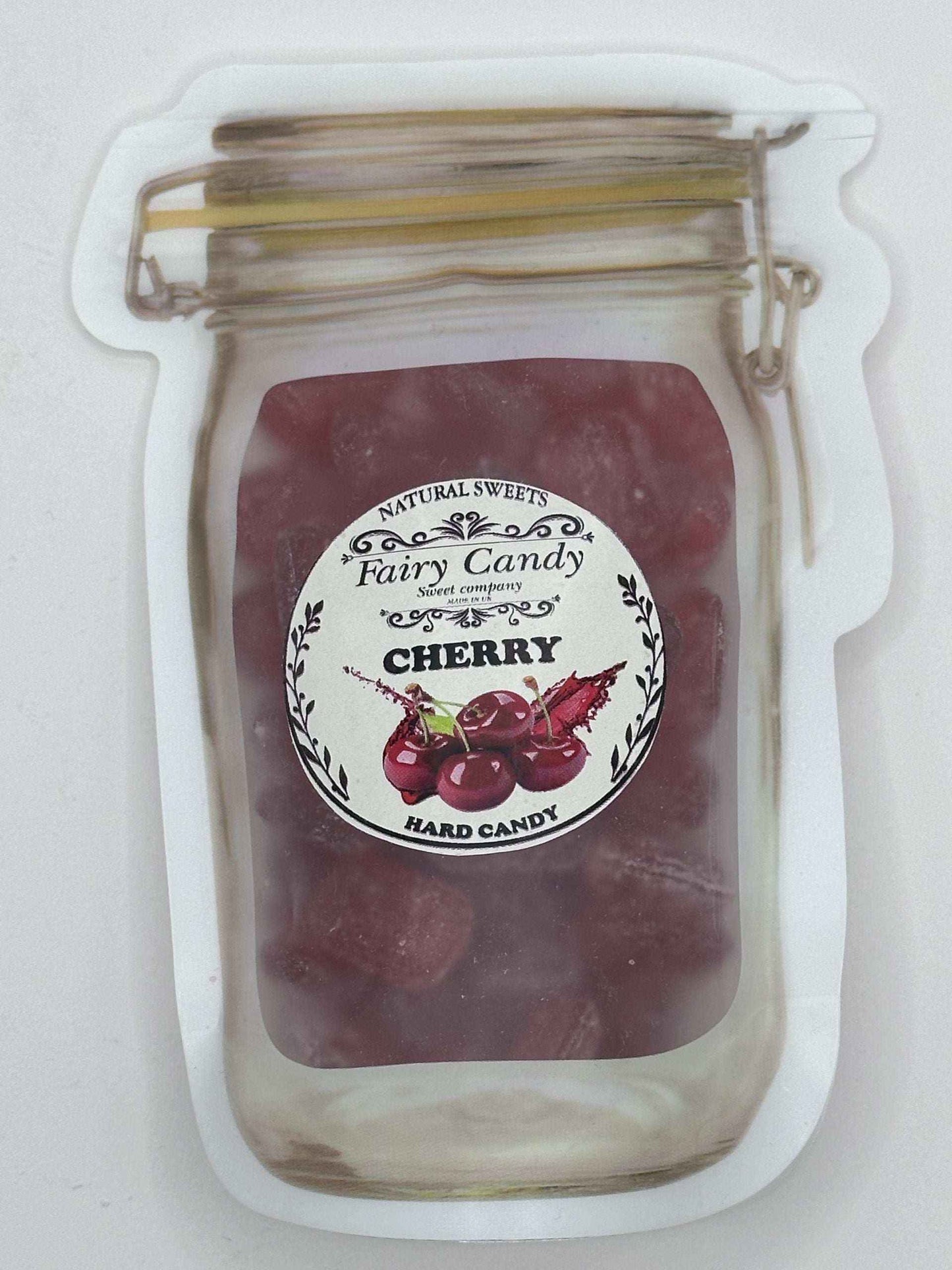Hard Candy Cherry boiled sweets, handmade candy, drop candy, natural sweets, rock candy Bonbon Snack flings pink white sack old fashioned treats popping candy old fashioned