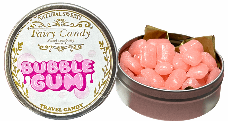 Fairy Candy Bubblegum Natural Sweets - Handmade Hard Candy in Metal Tin