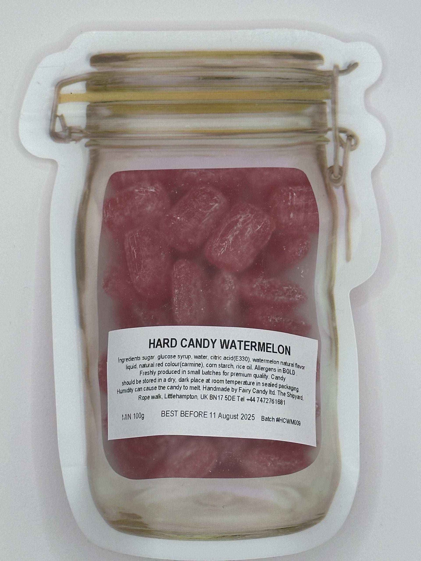 Boiled Sweets UK WATERMELON Hard Sweets - drop candy, natural sweets, boiled sweets, handmade candy, rock candy Bonbon Snack flings
