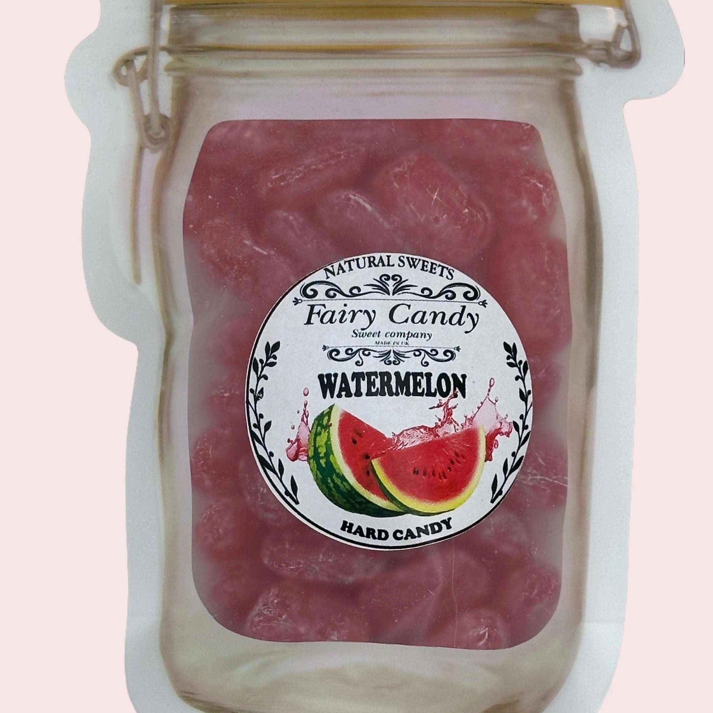 Boiled Sweets UK WATERMELON Hard Sweets - drop candy, natural sweets, boiled sweets, handmade candy, rock candy Bonbon Snack flings