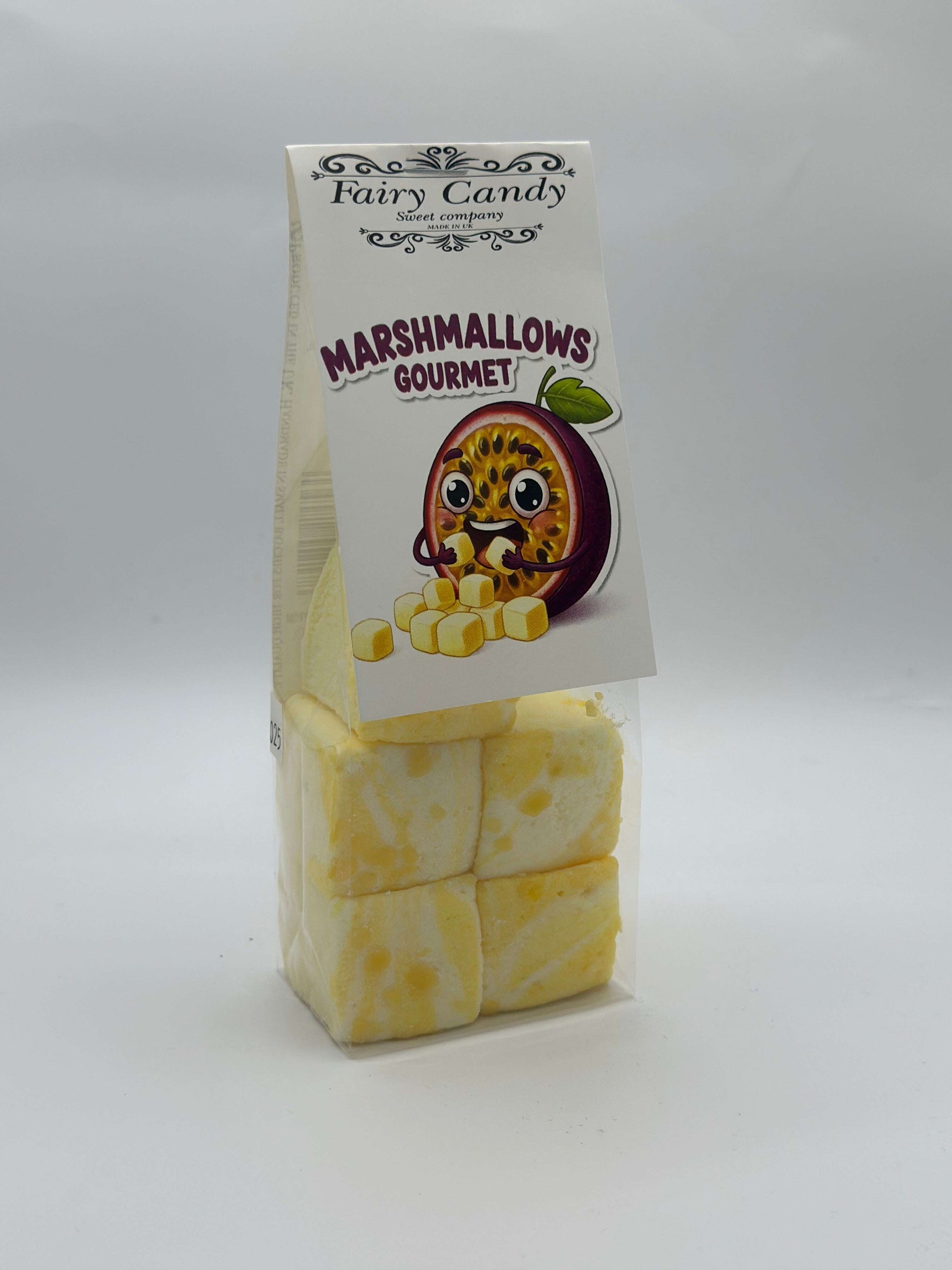 Marshmallow gourmet package with marshmallows on a white background